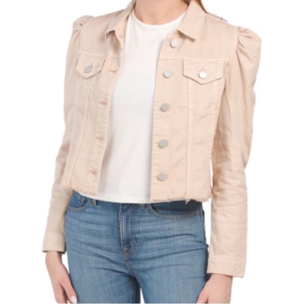 Blank NYC Pale Pink Cropped Denim Jacket